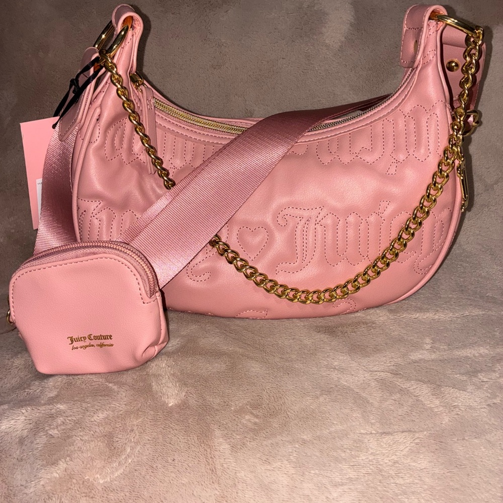 Juicy Couture taffy Pink Gold Chain Shoulder Bag